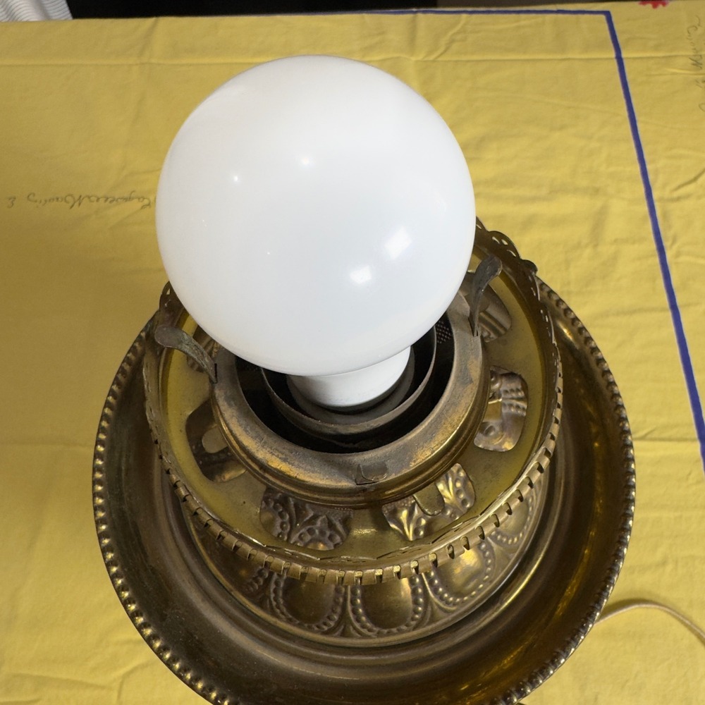 VTG Patti Smith Signed 1989 Hand Painted GWTW Double Globe Electrified Oil Lamp - Picture 11 of 16